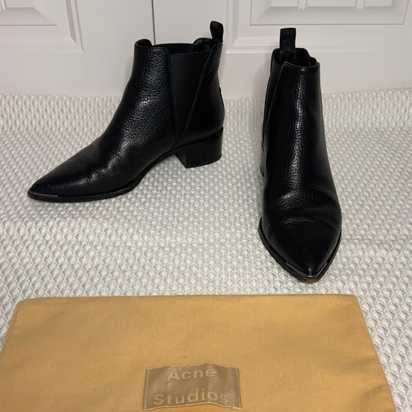 ACNE STUDIOS Jensen Black Grain Leather Chelsea Boot - Picture 1 of 5